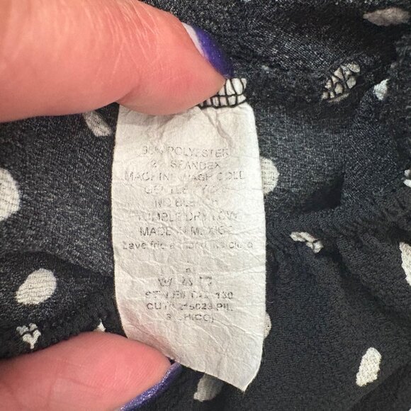 Black Polka Dot Wrap Crop Top Blouse W/ Ruffled Bell Sleeves By Clé Luv- Size S - Picture 6 of 13